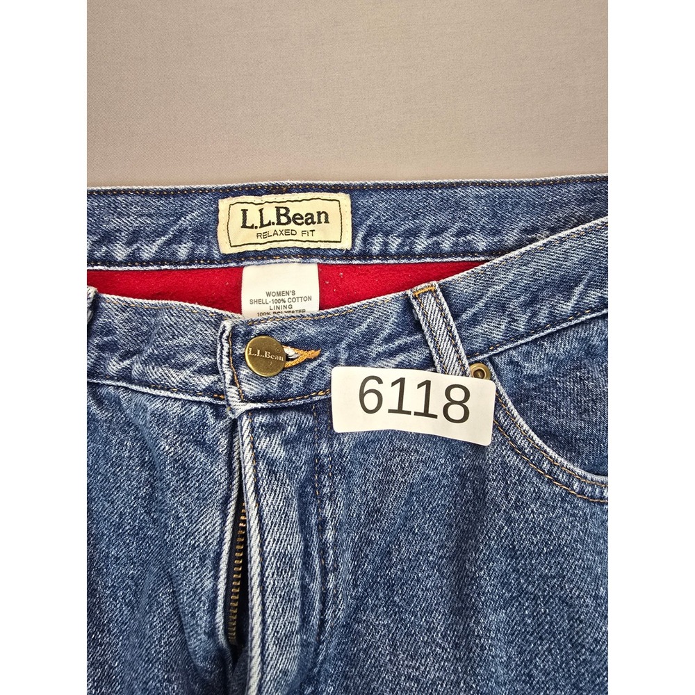 L.L. Bean Insulated Relaxed Fit Medium Wash Cozy Denim Jeans - Women's 16 M/T - Picture 13 of 13